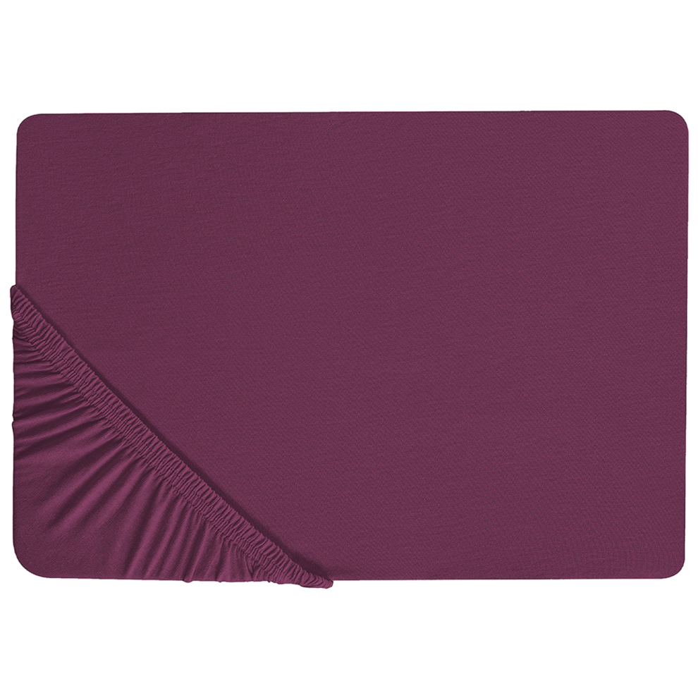 Beliani Fitted Sheet Janbu Cotton 140 X 200 Cm Burgundy
