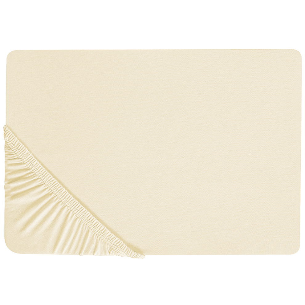 Beliani Fitted Sheet Janbu Cotton 180 X 200 Cm Yellow