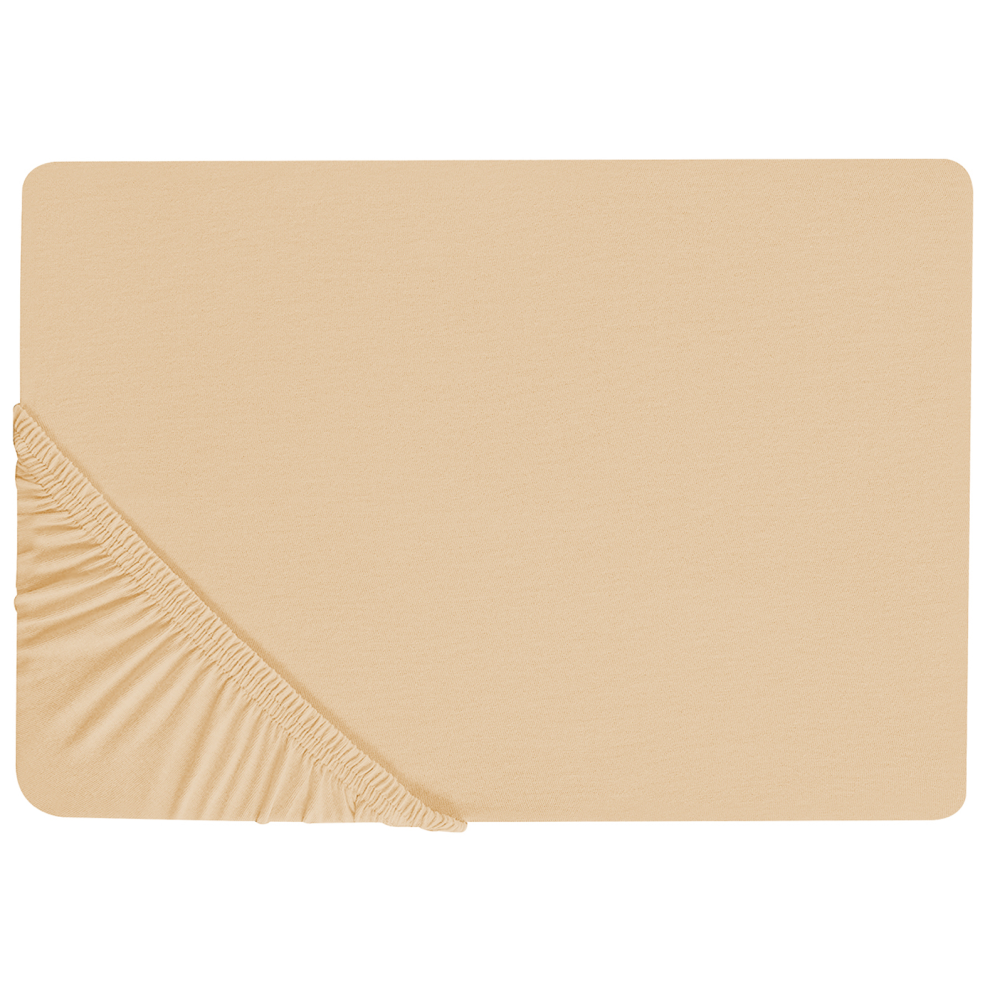 Beliani Fitted Sheet Janbu Cotton 90 X 200 Cm Sand Beige