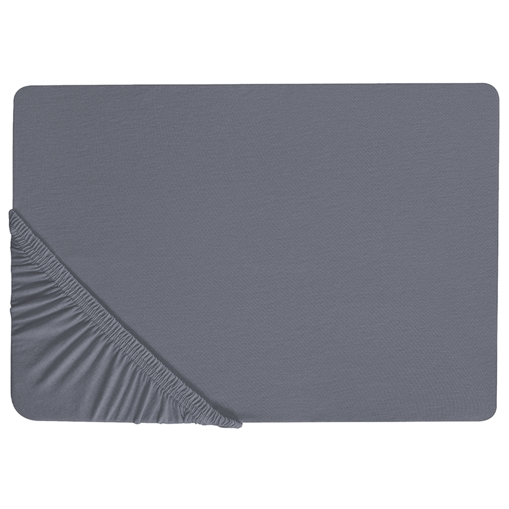 Beliani Fitted Sheet Janbu Cotton 200 X 200 Cm Dark Grey