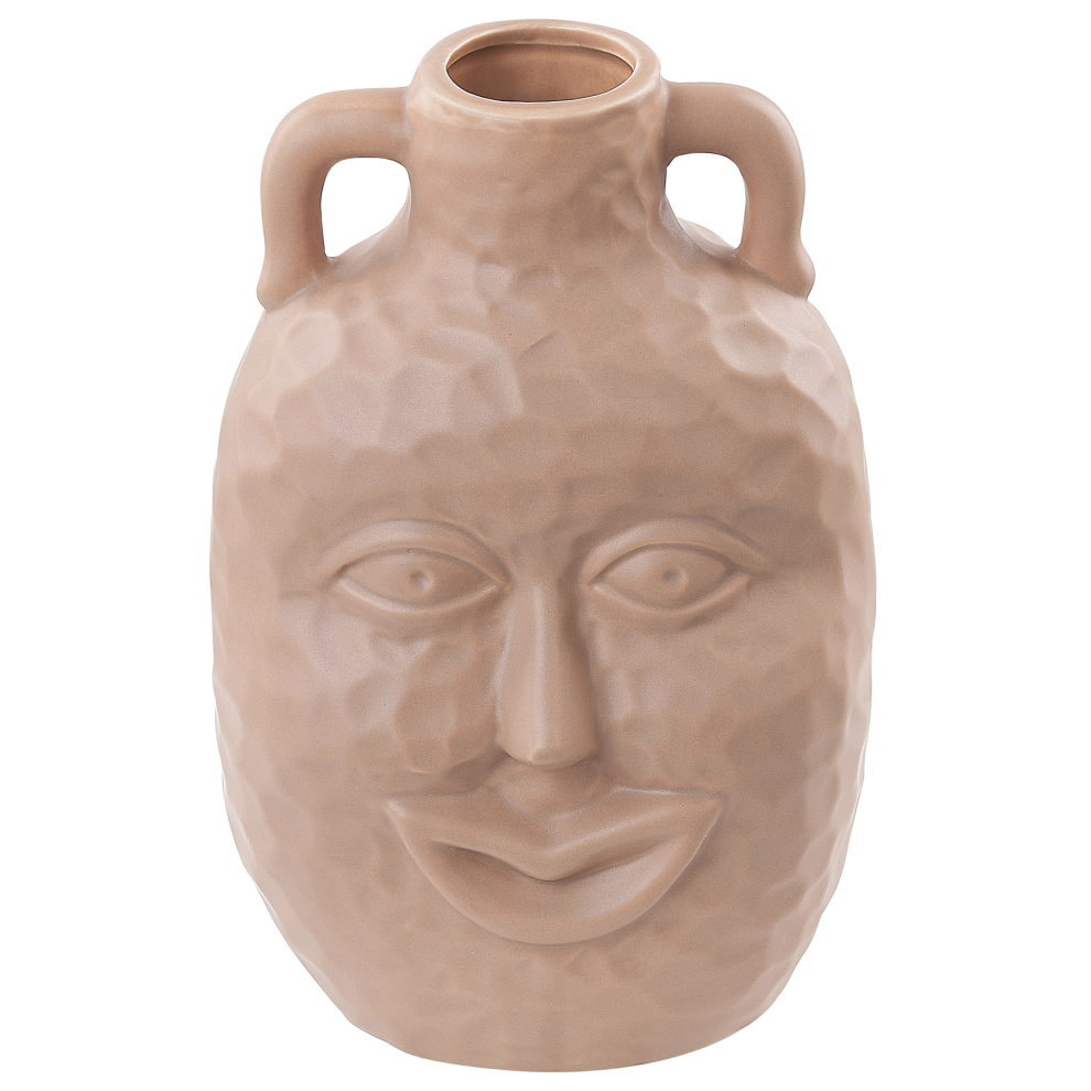 Beliani Flower Vase Veria Ceramic 26 Cm Sand Beige