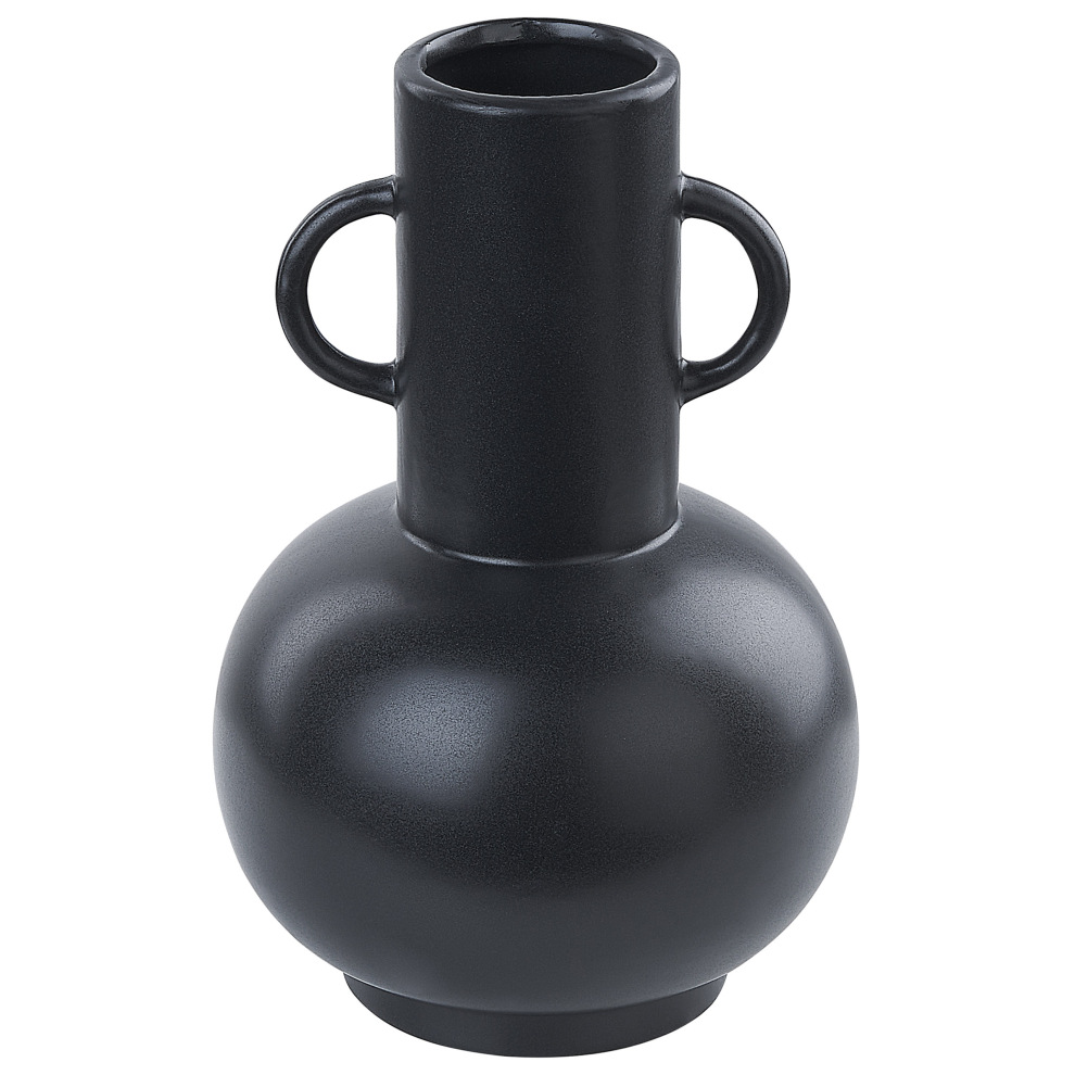 Beliani Flower Vase Perea Ceramic 26 Cm Black