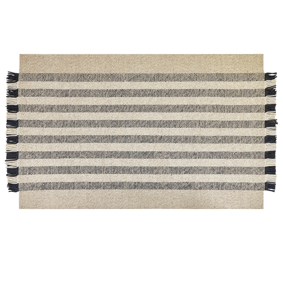 Beliani Rug Tacettin White 140 X 200 Cm Wool
