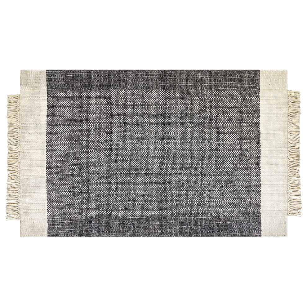 Beliani Rug Atlanti Black 140 X 200 Cm Wool