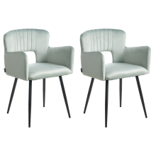 Set of 2 Dining Chairs SANILAC Velvet Light Blue