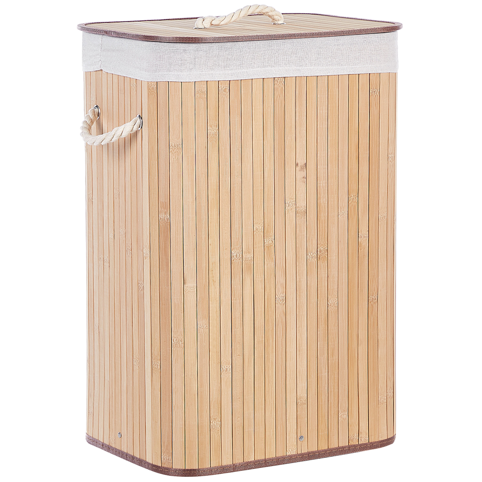 Beliani Laundry Basket Komari Bamboo Light Brown 72 L