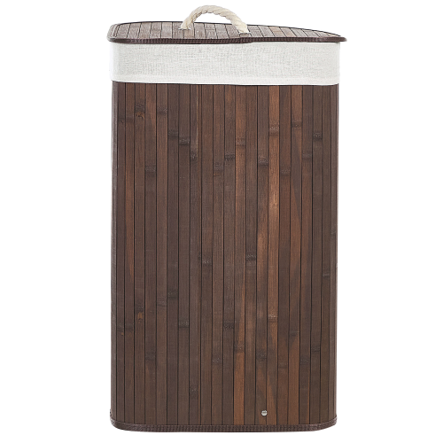 Beliani Laundry Basket MATARA Bamboo Dark Brown 57 L