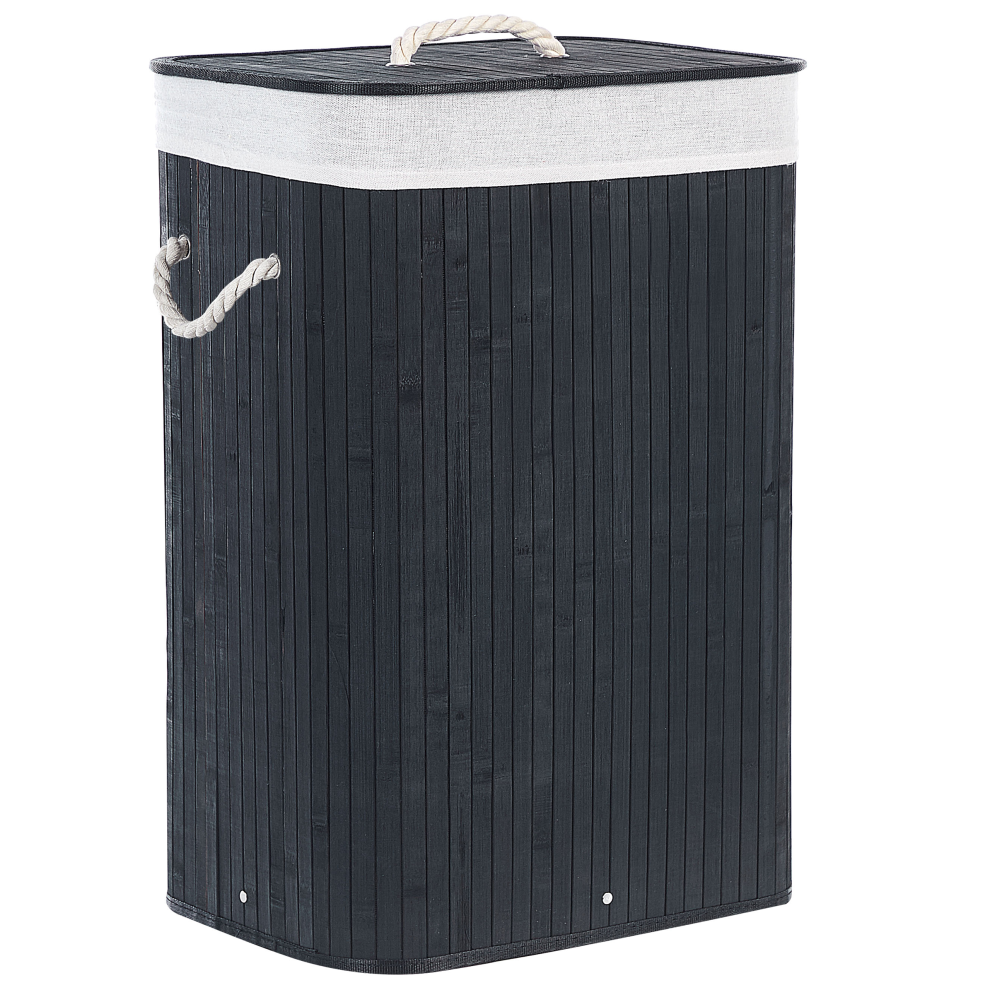 Beliani Laundry Basket Komari Bamboo Black 72 L