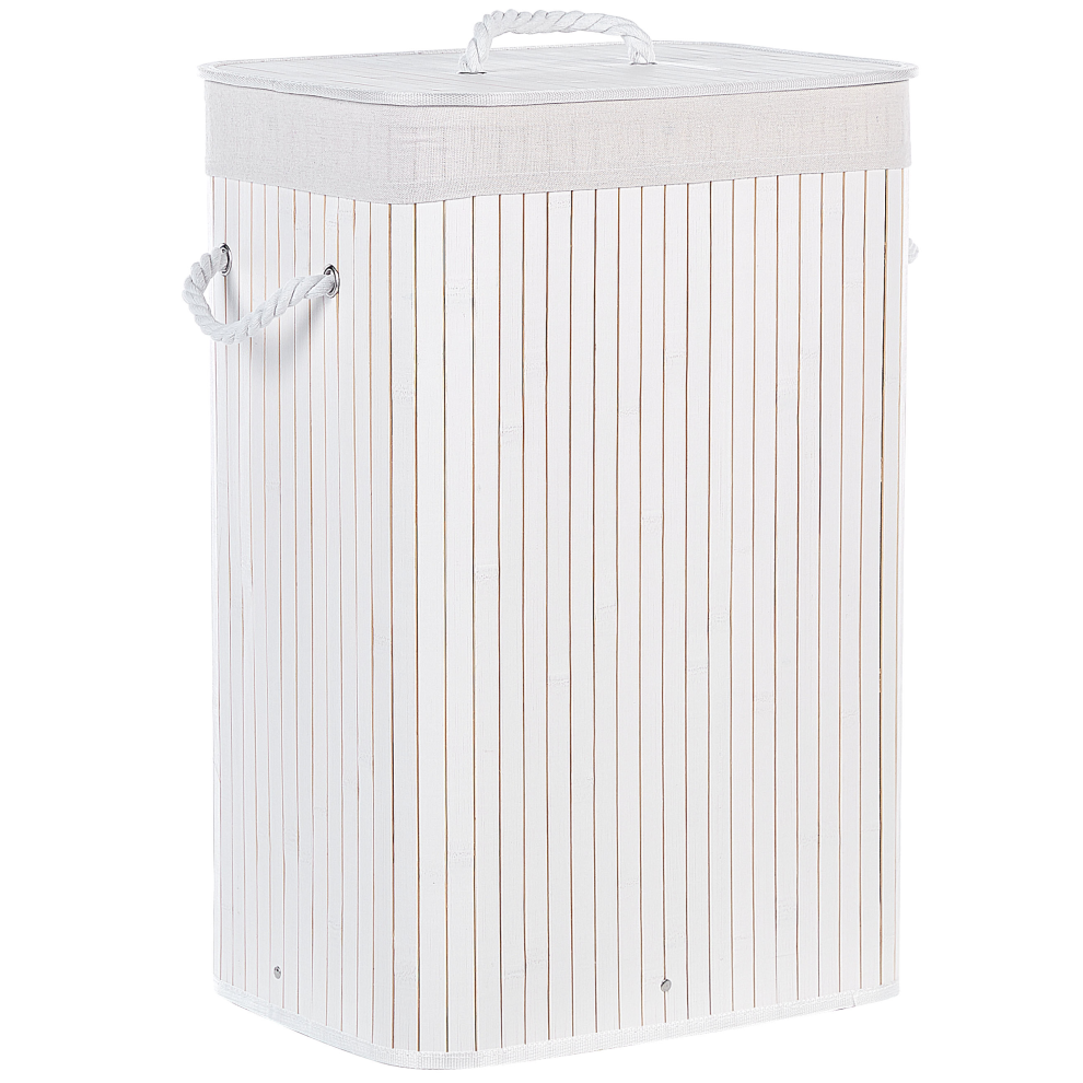 Beliani Laundry Basket Komari Bamboo White 72 L