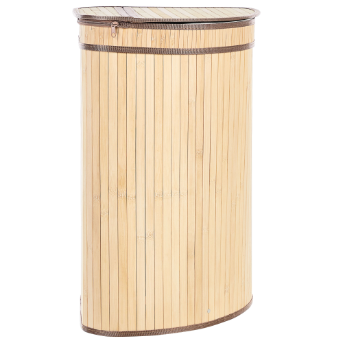Beliani Laundry Basket BADULLA Bamboo Light Brown 57 L