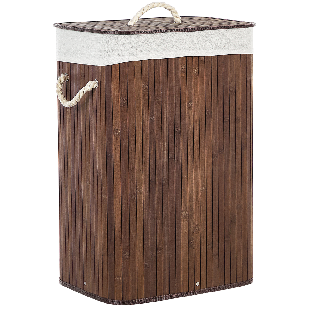 Beliani Laundry Basket Komari Bamboo Dark Brown 72 L