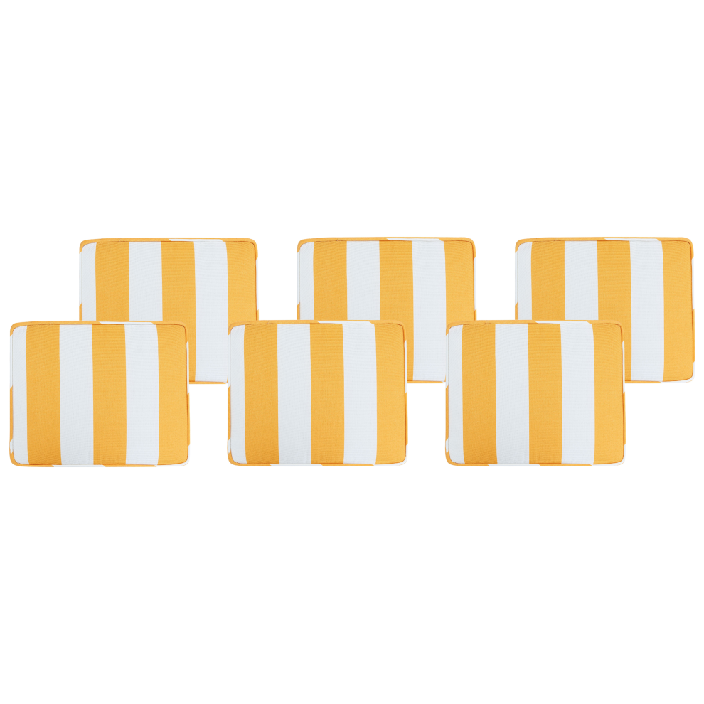 Beliani Set Of 6 Garden Chair Cushions Tolve 39 X 31 Cm Yellow