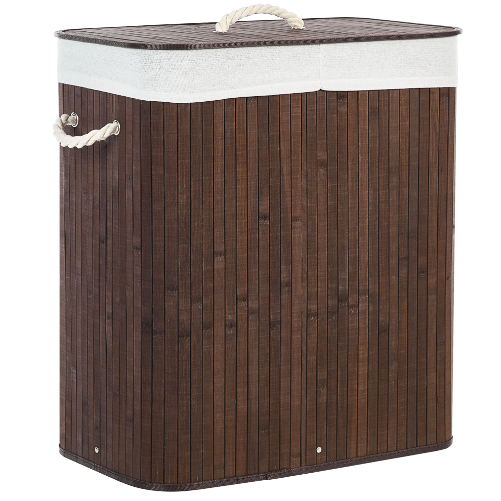 Beliani Laundry Basket Kandy Bamboo Dark Brown 72 L