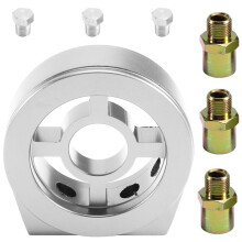 Universal Oil Filter Cooler Sandwich Plate Adapter Oil Sensor Adapter with Connectors M18 M20 M22 3/4 Silver
