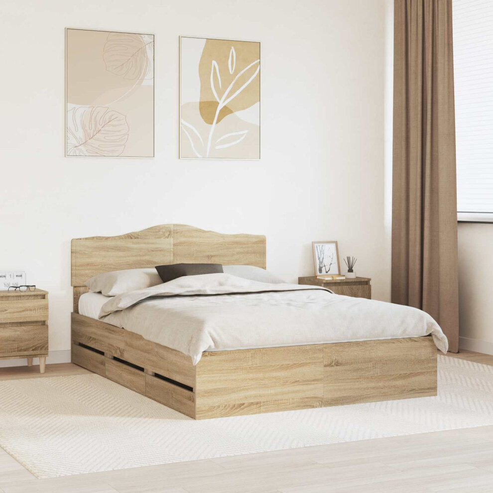 Vidaxl Bed Frame With Drawer Sonoma Oak 150 X 200 Cm Engineer Wood