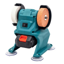 Smerigliatrice da Banco A Batteria 5500 Giri/Min con Doppia Mola, per Lucidatura, Levigatura e Affilatura di Metalli, Alimentata A Batteria da 21 V