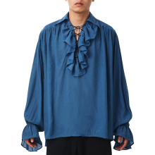 Camisa de Pirata para Hombre Renacentista Victoriana Disfraz Azul Marino XS — disfraz cosplay hombre, ropa steampunk
