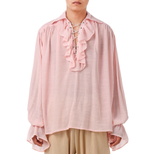 Herren Piratenhemd Renaissance Viktorianisch Kostüm Rosa M — herren cosplay kostüm, steampunk kleidung, rüschenhemd, historisches herrenkostüm