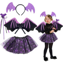 Disfraz de Murciélago Juego de 4 Piezas para Niña para Halloween de 3 a 8 Años — disfraz carnaval infantil