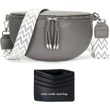 Elegante Damen-Crossbody-Tasche Gürteltasche Umhängetasche Grau 25x15x8 cm — crossbody tasche grau, damen gürteltasche 25x15x8, handytasche