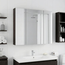 vidaXL Bathroom Mirror Cabinet with Shelf Black Oak 80 x 14.5 x 70 cm