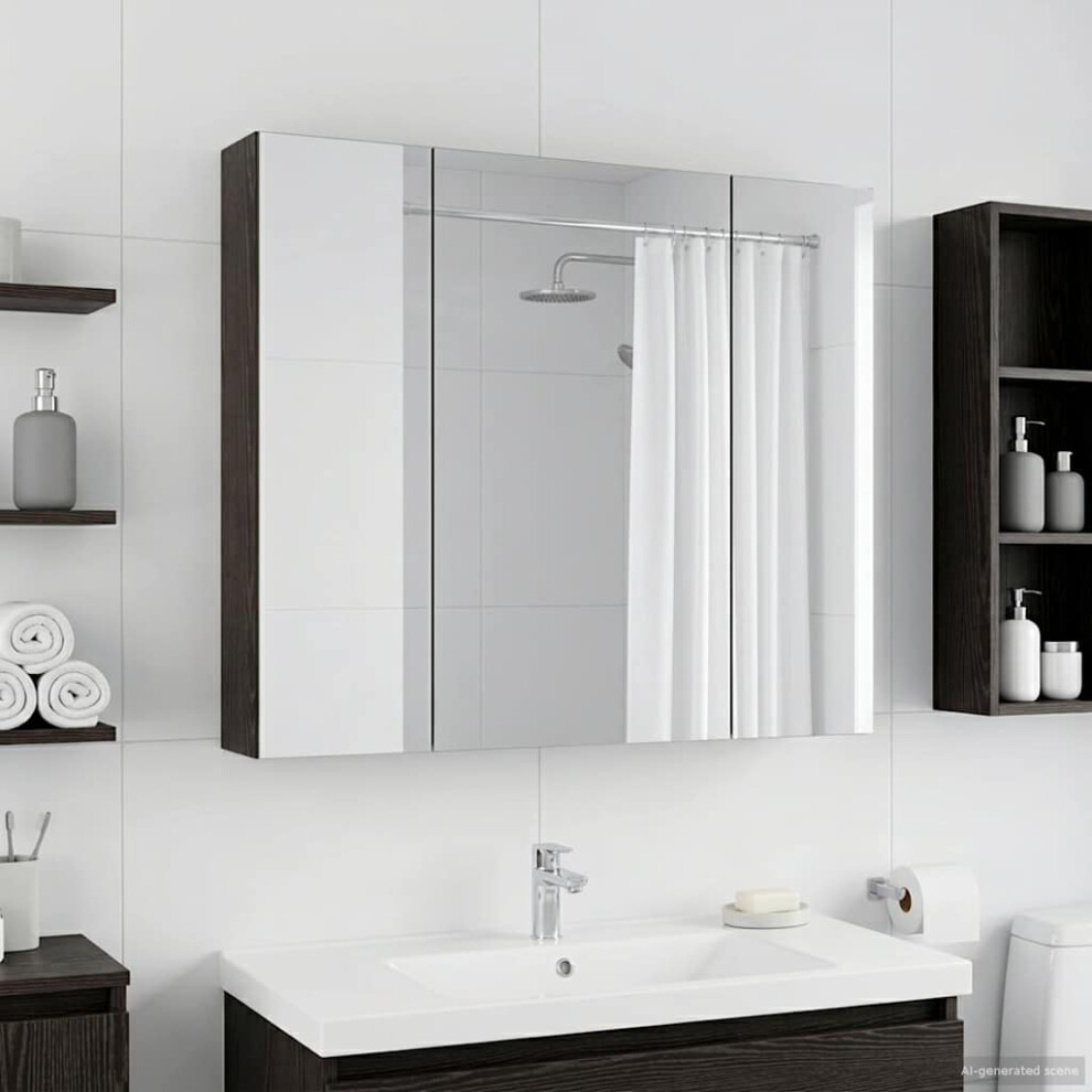 Vidaxl Bathroom Mirror Cabinet With Shelf Black Oak 80 X 14.5 X 70 Cm