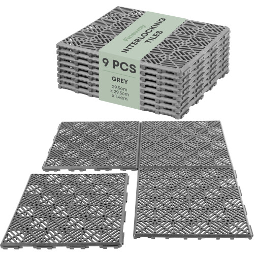Fineway Grey Interlocking Garden Tiles Outdoor
