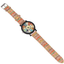 1 Houtnerf Quartz Mannelijk Leren Polshorloge Stijlvol
