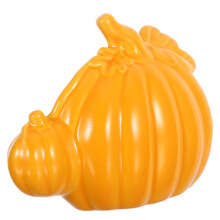 Kleine Gelbe Keramik Kürbis Figur Herbstliche Tischdekoration