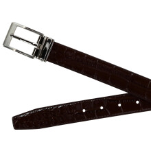 CTM Big & Tall Leather Croc Print Dress Belt with Clamp On Buckle