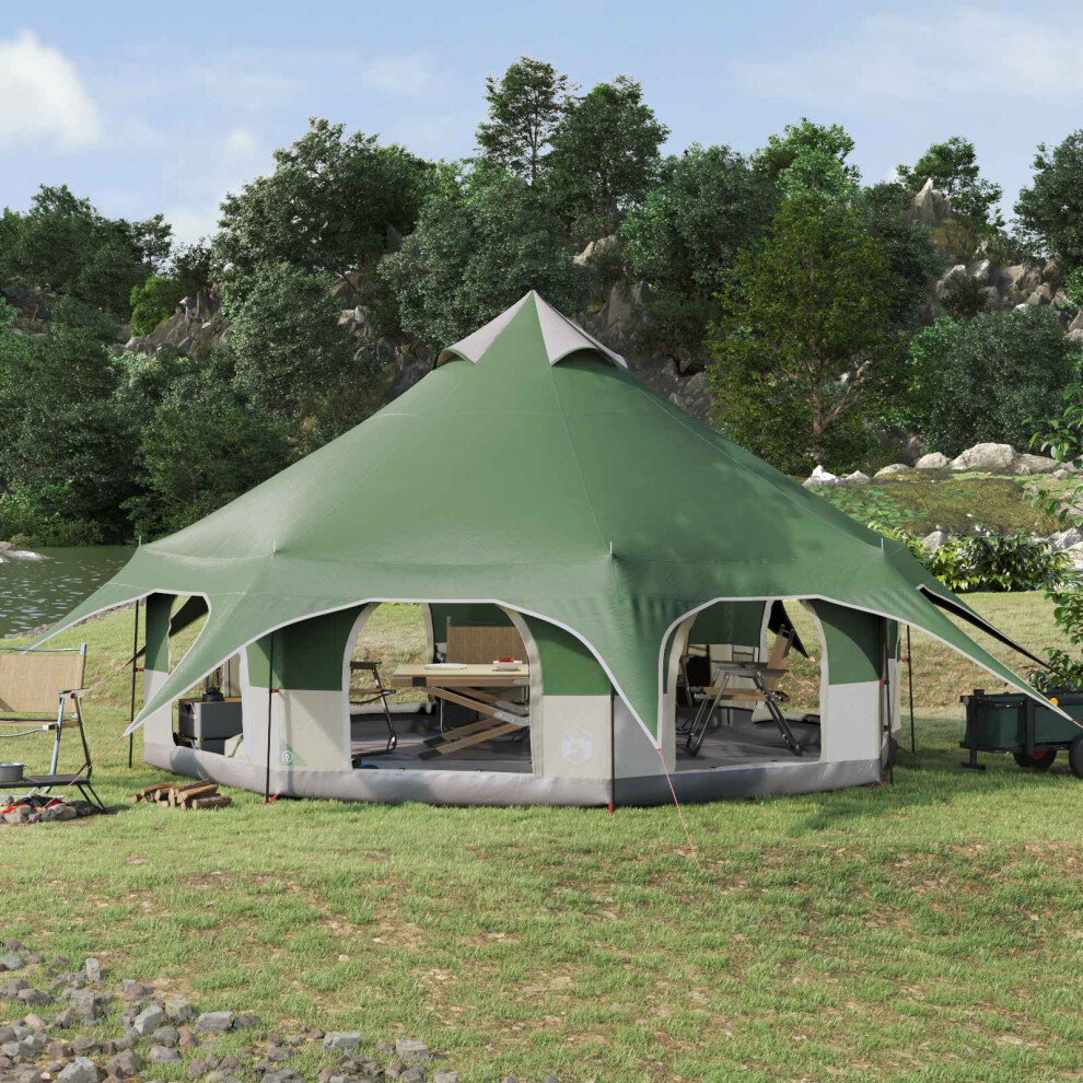 Vidaxl Family Tent Green 10-Person 185T Polyester With Pu Coating