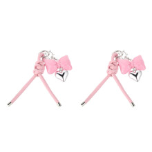 2Pièces Porte-Clés Téléphone Rose Nœud PU Pratique