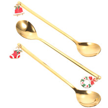 3St Kerstlepels Voor Dessert En Koffie, Gouden DIY Lepelset