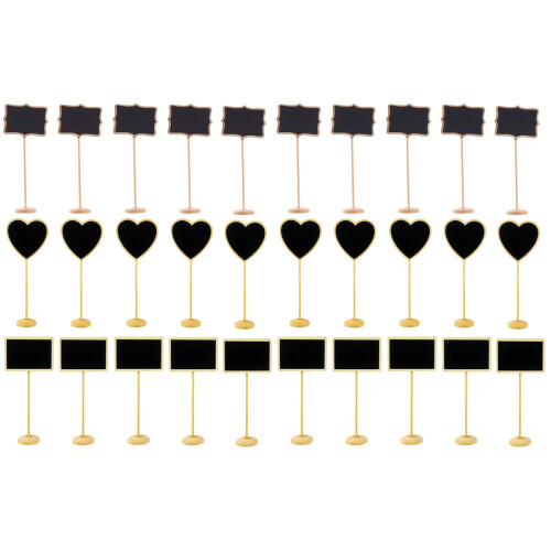 30Pièces Ardoises Noires Miniatures Avec Support Pour Signalétique