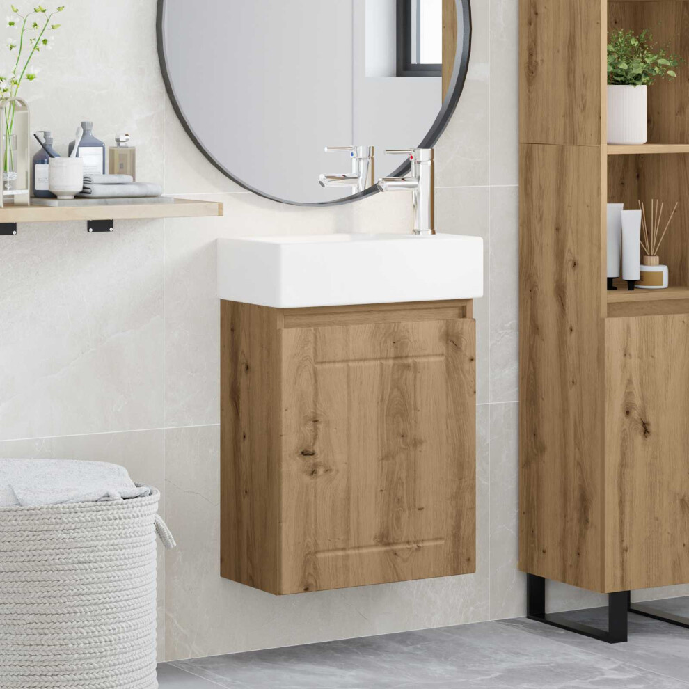 Vidaxl Bathroom Vanity Unit With Tap Artisan Oak 45.5 X 25.5 X 84 Cm