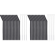 32Pièces Pailles Stylées Noires Pliables Pour Jus Lait