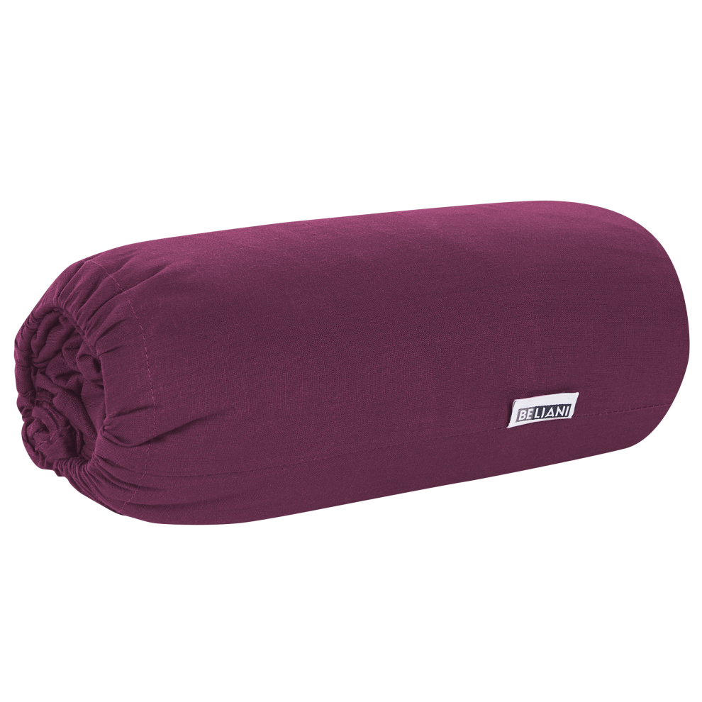 Beliani Fitted Sheet Janbu Cotton 180 X 200 Cm Burgundy