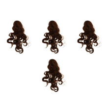 4Pièces Perruque Longue Bouclée Synthétique Femme Marron Bandeau