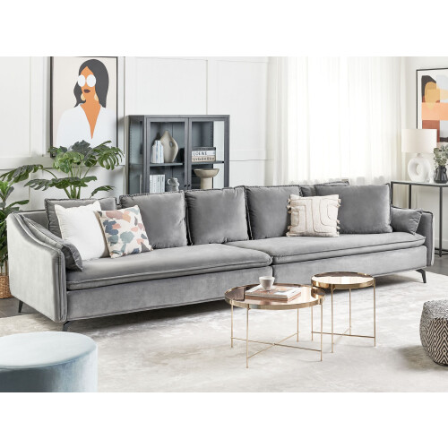 Beliani Sofa 4 Seater AURE Velvet Light Grey 1