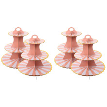 4Pièces Tour À Gâteaux Rose 3 Étages Jetable Pour Exposition