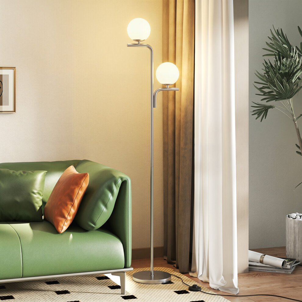 Homcom (Silver) Floor Lamp With 3 Colour Temperatures, Modern Standing Lamp