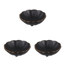 3Pièces Assiettes En Céramique Noires Plateaux À Sauce Salade
