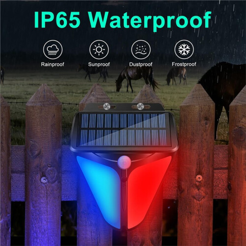 Solar Strobe Warning Light with 90DB Alarm, Motion Sensor, IP65 Waterproof for Outdoor Security 2