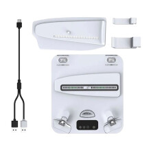 For PS5 Vertical Stand with Heat Sink, Charging Dock for PS5Pro/PS5Slim/ VR2 Console