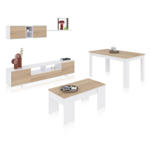 Pack salón con mesa de centro y mesa de comedor Kenzo Max V2B