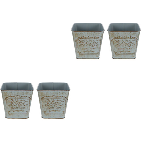 4Pièces Sceaux En Fer Pour Succulentes - Conteneurs Rétro 2