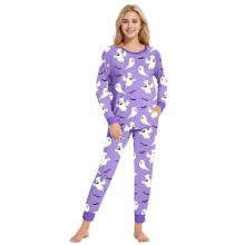 Women’s Halloween Pajama Set, Comfortable, Soft, Cozy, Purple, XL — halloween pajama, pajama costume, two piece set, purple pajama, skeleton print