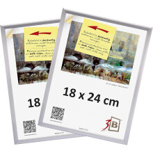 Aluminum Photo Frame Set of 2 Pieces 18x24 cm Classic Silver — 18x24 cm frame, set of 2 frames, silver aluminium frame, 18x24 photo frame