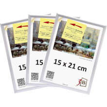 Set of 3 Aluminium Photo Frames 15x21 cm Silver Matt — 3 piece frame set, aluminum a5 frame 15x21, matte silver frames, brushed aluminum