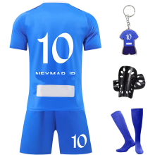 Kinder-Fußballoutfit mit der Nummer 10 Komplett-Set Set Blau 130-140 cm — fußballtrikot kinder, fußballset nummer 10, fußball komplet blau